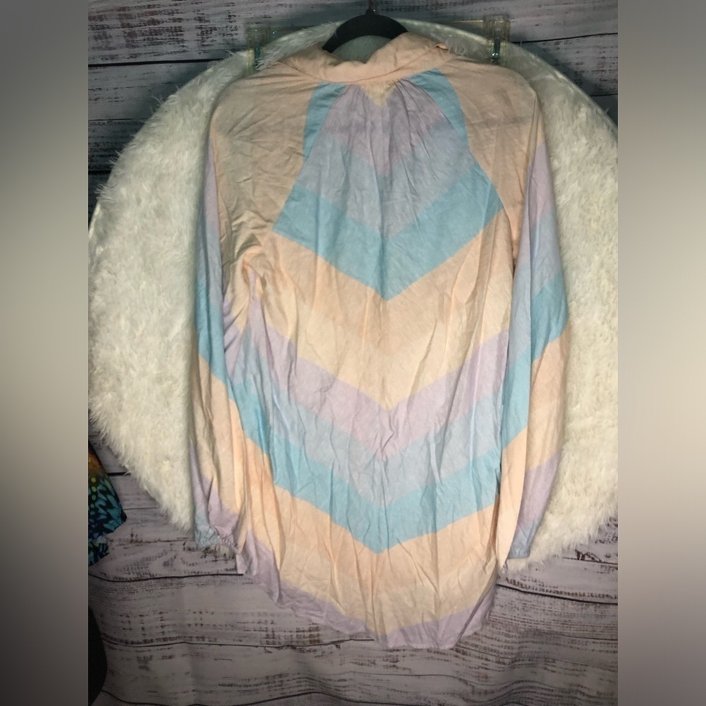 VENUS Cream Blue and Purple Linen Shirt Dress Coverup size Small NWOT - Picture 11 of 12